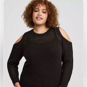 Torrid Black Open Shoulder Knit Sweater - Size 0X